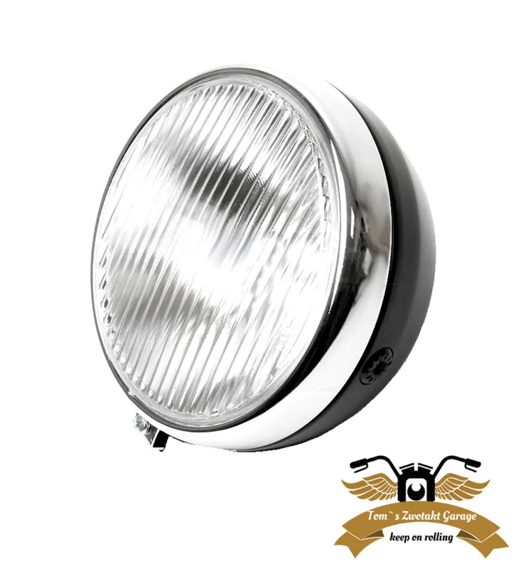 Geprüft Scheinwerfer Frontscheinwerfer Guia 170 mm Chrom schwarz Mofa Moped