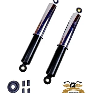 Stoßdämpfer Oldtimer klassisch geschlossen matt schwarz chrom 310 mm 6/8mm Augen Moped Mofa Motorrad Top-Seller