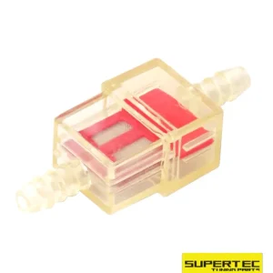 Benzinfilter Kunststoff rot / gelb transparent Anschluß 6mm Supertec Gratis Versand
