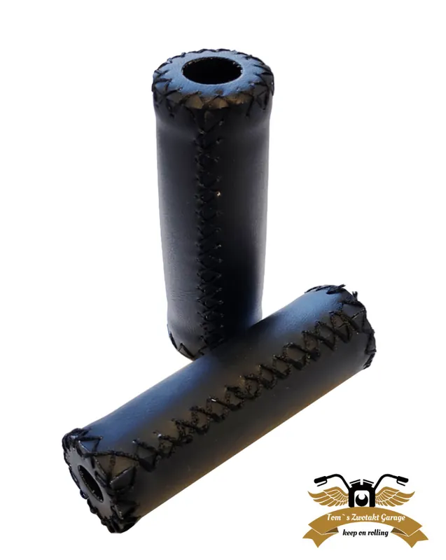 Meistverkauft Lenkergriffe Retro Klassik schwarz mit Steppnähten 22 / 24 mm - 125mm