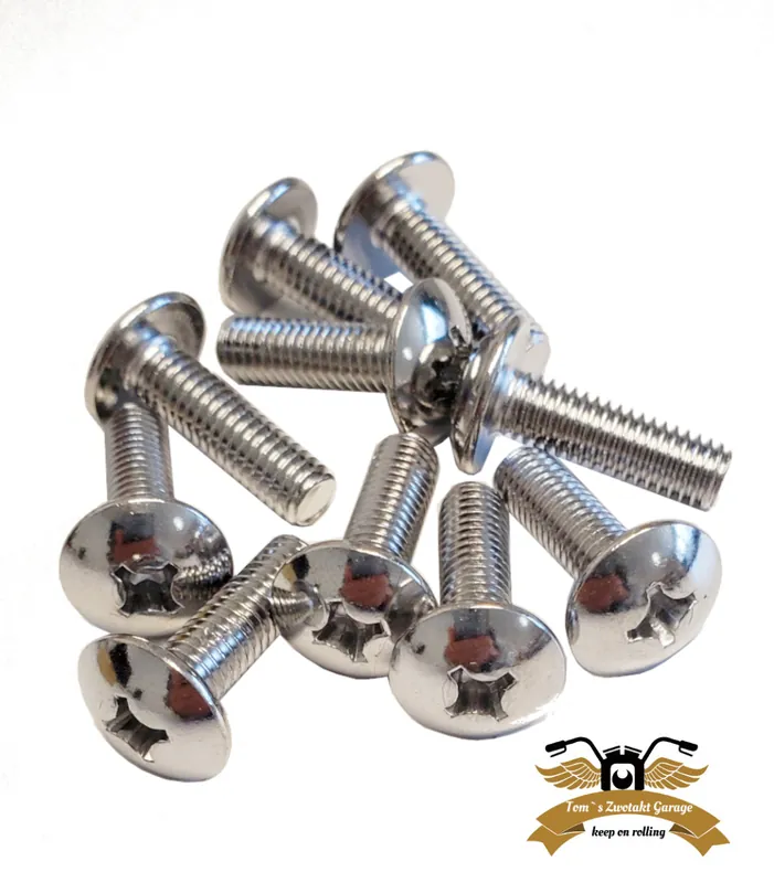 2 x Flachkopf Verkleidungsschraube M6 x 14 verchromt Sonderangebot