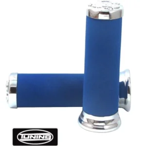 Top-Angebot Lenkergriffe blau PVC / Chrom Chopper 22/25mm 137mm -Tuning-