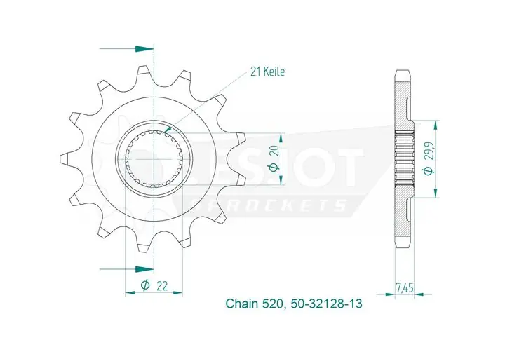 Motorritzel ( D ) Honda CR 125 04-07 CRF 250 04-17 14Zähne Neu Im Sortiment