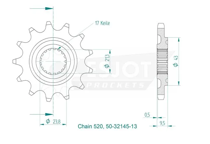 Motorritzel Honda CR 250/500, CRF 450, 250 22- 14Zähne Schnäppchen