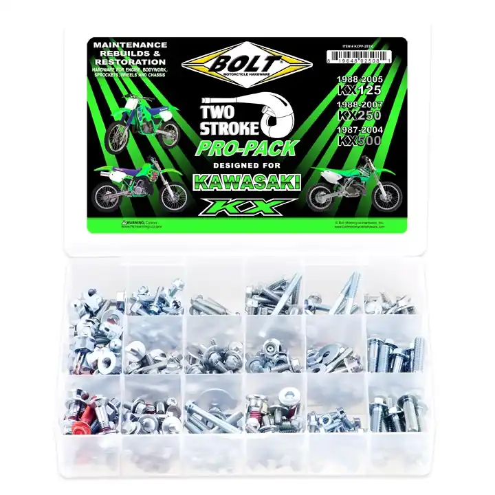 BOLT Pro-Pack Schraubenkit für Kawasaki 2T 88-05 KX125/KX250, 87-04 KX500 Billig