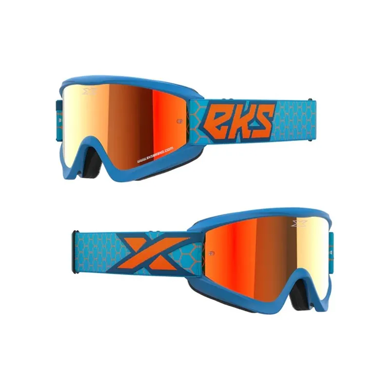 Preiswert EKS GOX Brille verspiegelt LIQUID CYAN, FLO ORANGE – RED MIRROR LENS