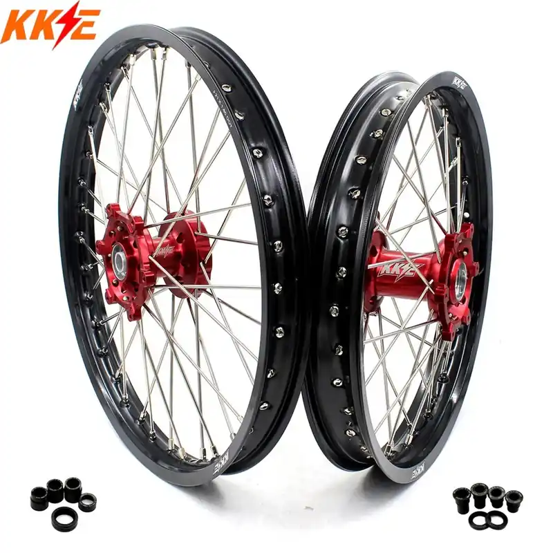 Zertifiziert KKE Radsatz für Suzuki RM 125/250 96-08 21×1.60/19×2.15 Rot