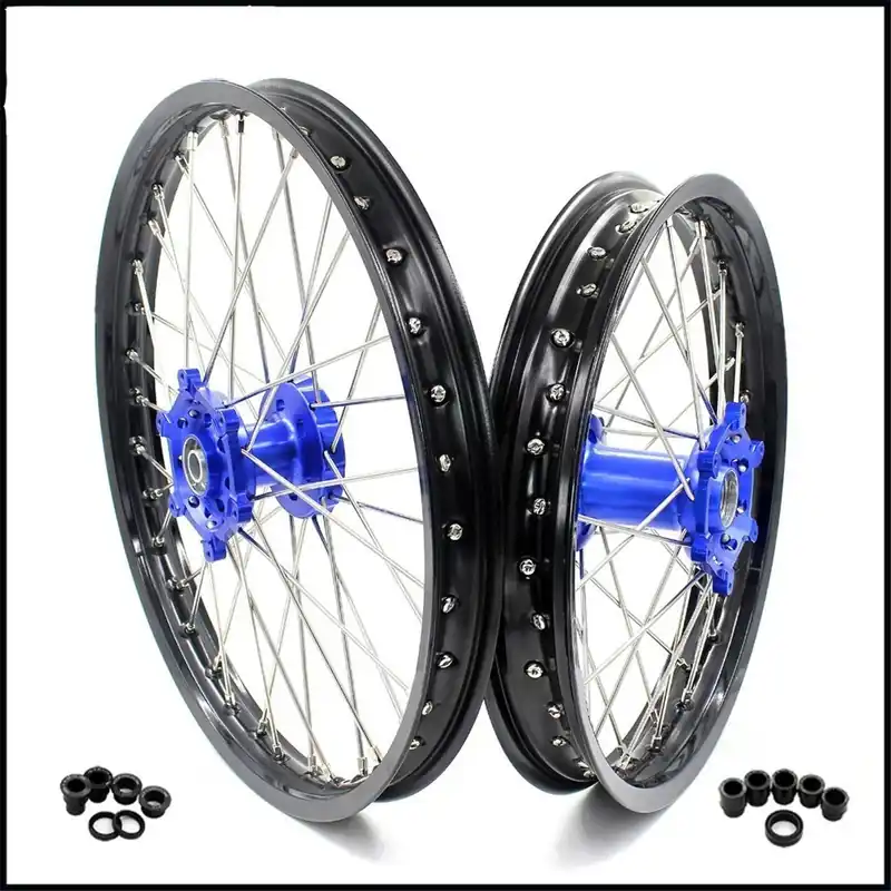 KKE Radsatz für Yamaha YZ 125/250 99-, 250F/450F 03-. WR 450F 19-, 250F 20- 21×1.60/18×2.15 Blau Neuheit