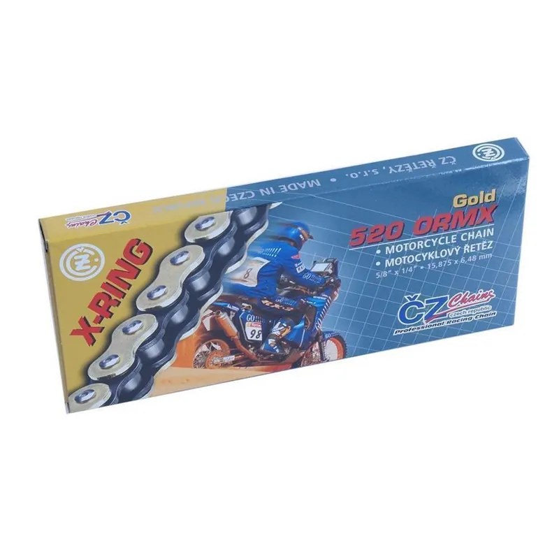 Beliebt CZ 520 ORMX Kette 118Glieder, Aktive X-Ring Gold, Zugfestigkeit 34500 N, Gewicht 1,87 Kg