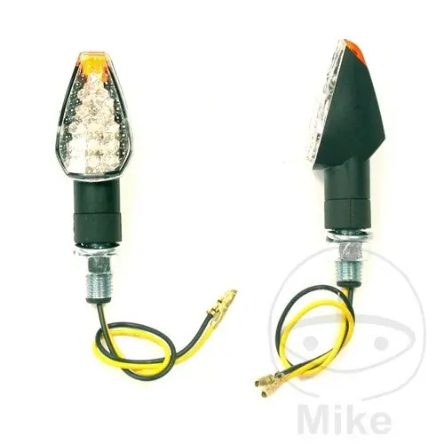 Geprüft Paire de mini-clignotants JMP ARROW 2 noirs courts en verre transparent, homologation E LED