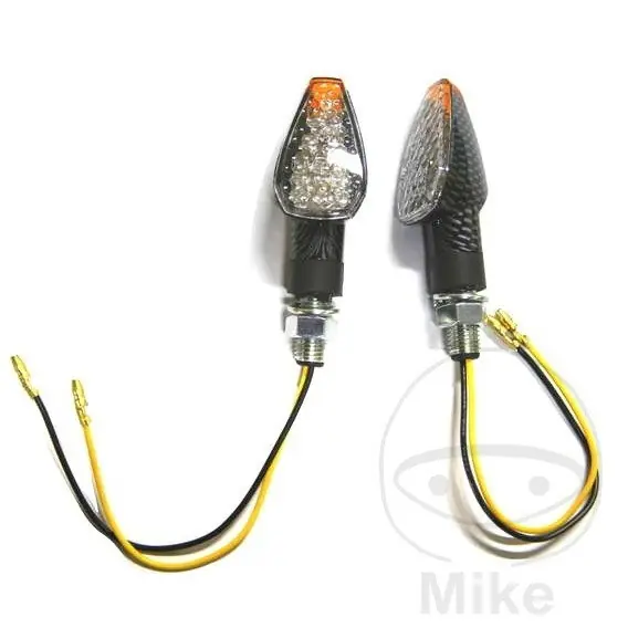 Mini turn signal pair JMP ARROW 2 carbon short clear glass E-mark LED Letzte Chance