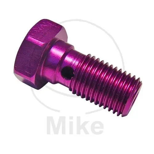 Neue Ware Hohlschraube einfach 3/8-24 Aluminium violett