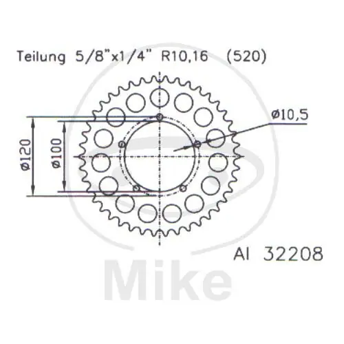Beliebt SprocketALU 40 teeth pitch 520 SI ESJ 100 / 120